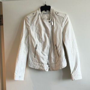 Kenneth Cole white faux-leather moto jacket